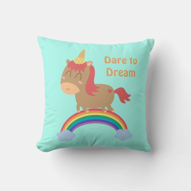 Cute Horse Dreams to be Unicorn Humour Cushion (Front)