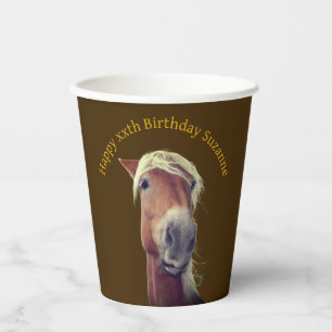 Cute Horse Face Personalised Birthday Party Paper Cups