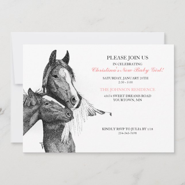 Cute Horse Foal Baby Shower Invitation (Front)