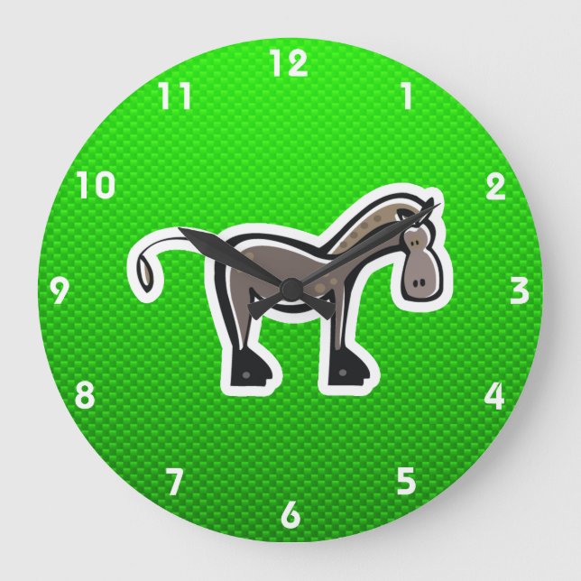 Cute Horse; Green Large Clock (Front)