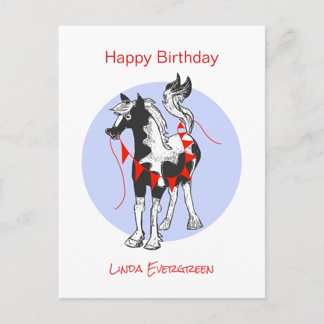 Cute Horse Happy Birthday Holiday Postcard (Front)