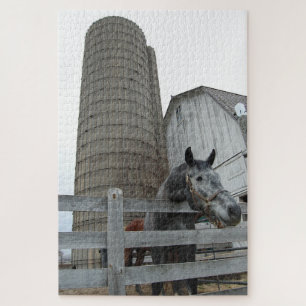 Cute Horse in Front of a Silo Jigsaw Puzzle