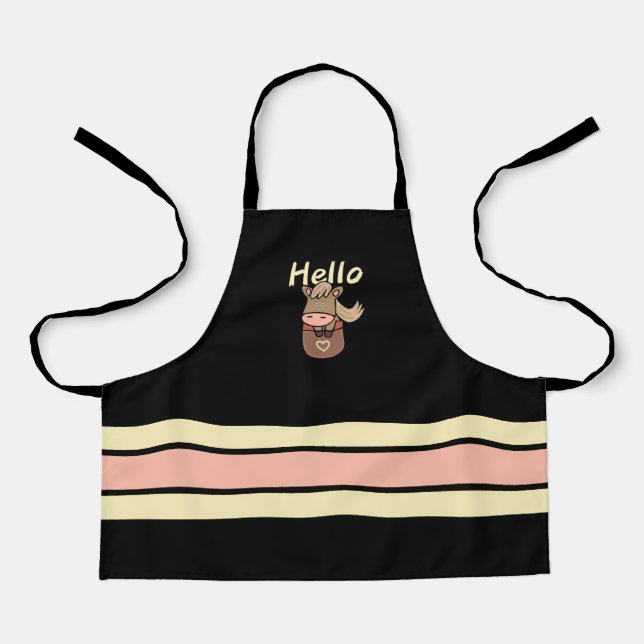 Cute horse in pocket apron (Front)