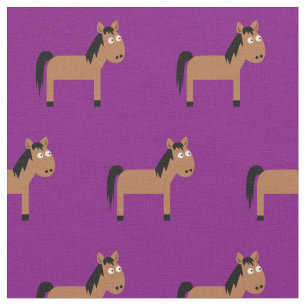 Cute Horse Kid Baby Nursery Purple Fabric