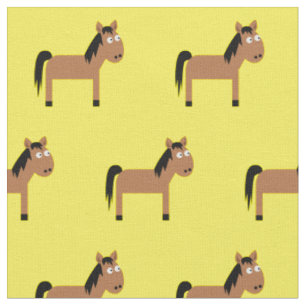 Cute Horse Kid Baby Nursery Yellow Fabric