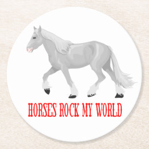 Cute Horse Lover Country Western Farm Equestrian Round Paper Coaster
