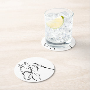 Cute Horse Lover Country Western Farm Equestrian Round Paper Coaster