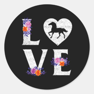 Cute Horse Lover Girls Women Love Horseback Riding Classic Round Sticker