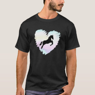 Cute Horse Lover Heart Rainbow Horseback Rider Sil T-Shirt
