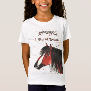 Cute horse lover watercolor animals girl T-Shirt