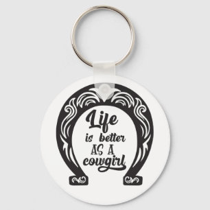 Cute Horse Lover Western Rodeo Horseshoe Cowgirl Key Ring