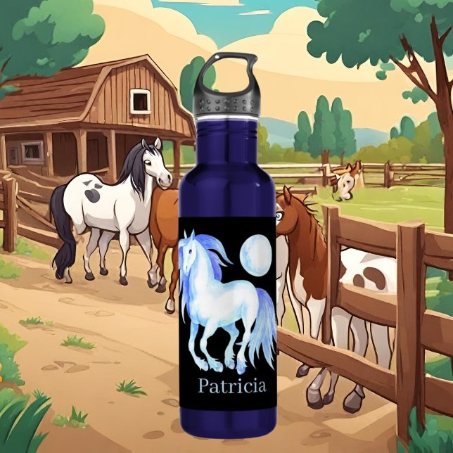 cute horse lovers add name  710 ml water bottle (Creator Uploaded)