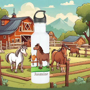 cute horse lovers add name 710 ml water bottle
