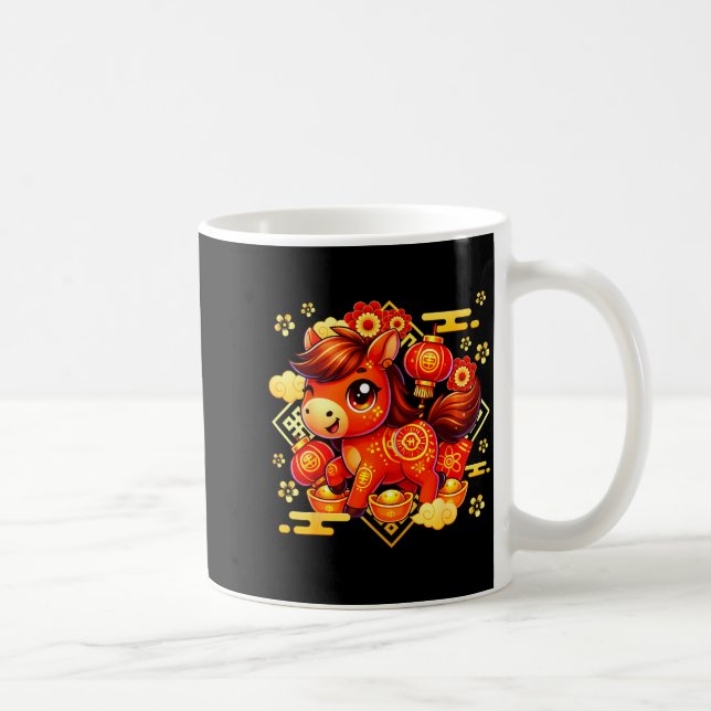 Cute Horse Lunar Chinese New Year 2026 Men Women K Coffee Mug (Right)