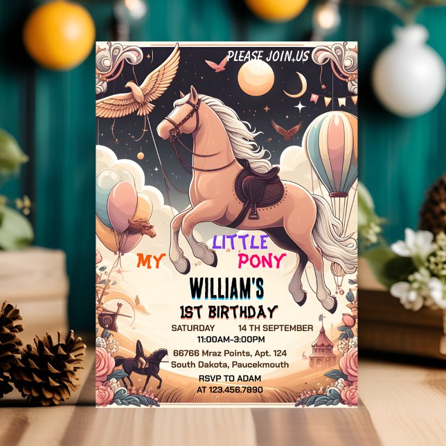 cute horse my little pony first 1st birthday invitation (Creator Uploaded)