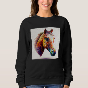 Cute Horse Paint Splatter Colorful Watercolor Wome Sweatshirt