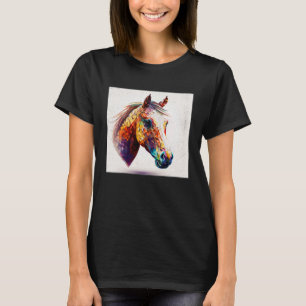Cute Horse Paint Splatter Colourful Watercolor Wom T-Shirt