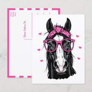 Cute Horse Pink Bandanna Hello Thinking of You Lov Postcard