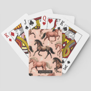 Cute Horse Pink Seamless Playing Cards