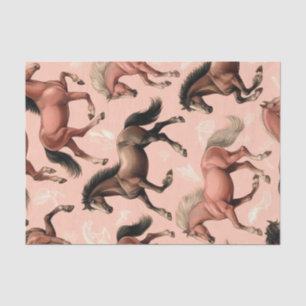 Cute Horse Pink Seamless Tissue Paper