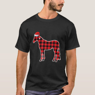 Cute Horse Red Plaid Christmas Pajamas Women Girls T-Shirt