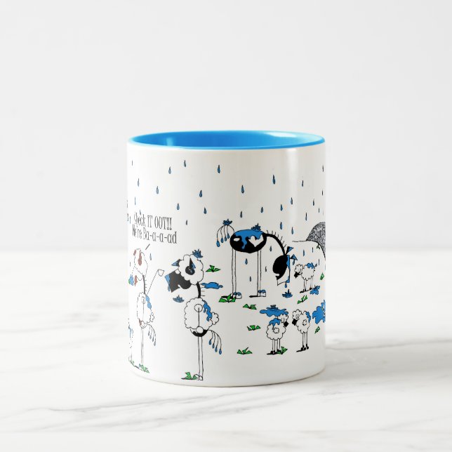 Cute Horse & Sheep Cartoon Two-Tone Coffee Mug (Center)