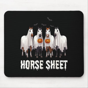 Cute horse sheet ghost halloween costume spooky mouse pad