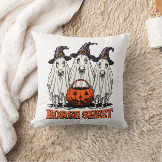 Cute Horse Sheet Ghost Horse Spooky Halloween Cushion