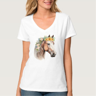 Cute horse shirt, horse shirt, natural flower T-Shirt