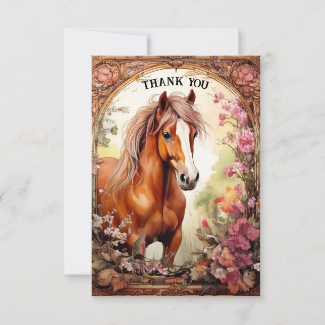 Cute Horse Thank You Card (Front)