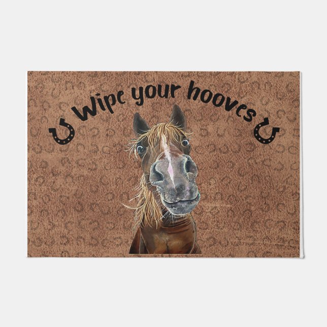 Cute Horse Wipe Your Hooves Doormat (Front)