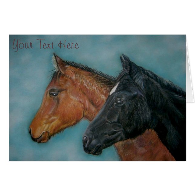 cute horses black foal chestnut foal horse (Front Horizontal)