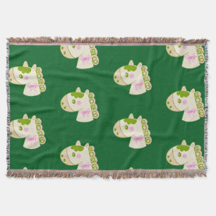 Cute Horses Chinese New Year 2026 Lucky  Throw Blanket