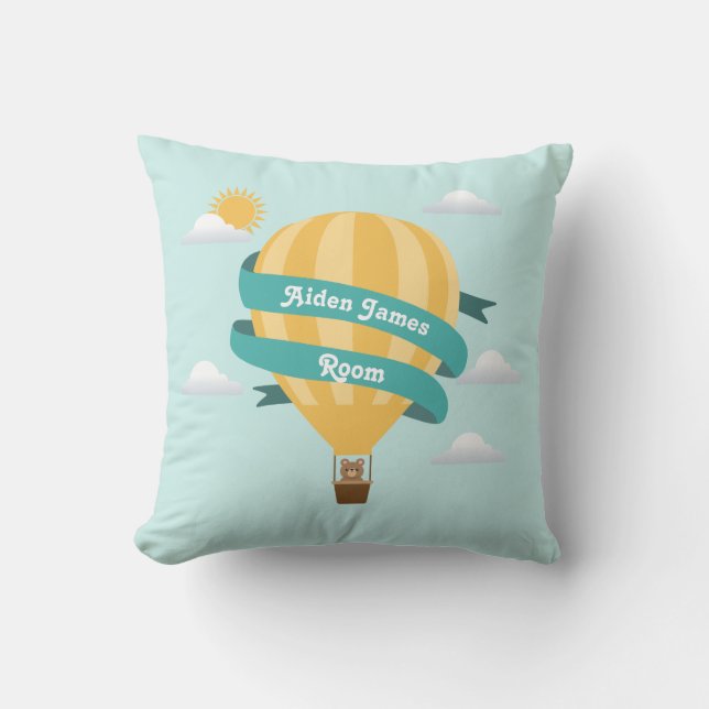 Cute Hot Air Balloon Baby Nursery Cushion (Front)