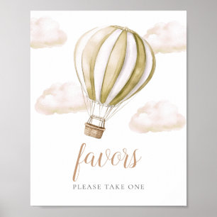 Cute Hot Air Balloon Baby Shower Favours Sign