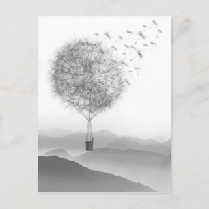 Cute Hot Air Balloon Dandelion Seeds Blowing Postcard