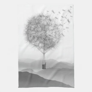 Cute Hot Air Balloon Dandelion Seeds Blowing Tea Towel