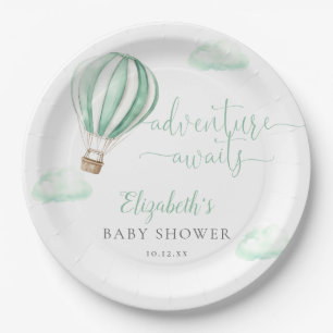 Cute Hot Air Balloon Gender Neutral Baby Shower Paper Plate