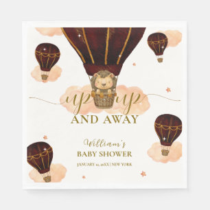 Cute Hot Air Balloon Jungle Lion Boy Baby Shower Napkin