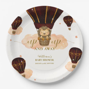 Cute Hot Air Balloon Jungle Lion Boy Baby Shower  Paper Plate
