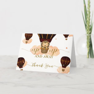 Cute Hot Air Balloon Jungle Lion Boy Baby Shower  Thank You Card
