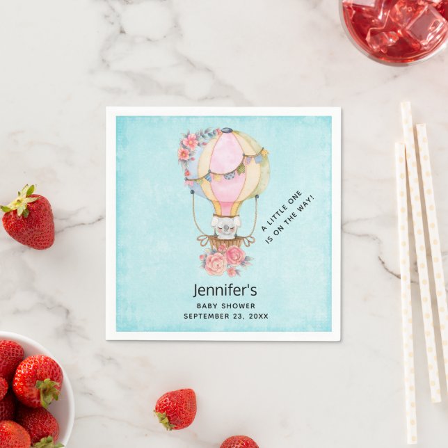Cute Hot Air Balloon Watercolor Baby Shower Napkin (Insitu)
