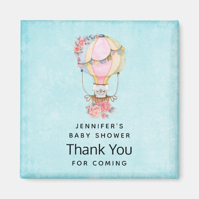 Cute Hot Air Balloon Watercolor Thank You Magnet (Front)