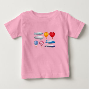 Cute Hot Air Balloons and Airships Cartoon Kids Baby T-Shirt