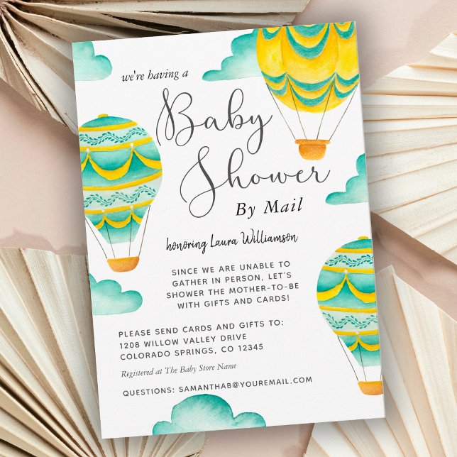 Cute Hot Air Balloons Baby Shower by Mail Invitation (Creator Uploaded)