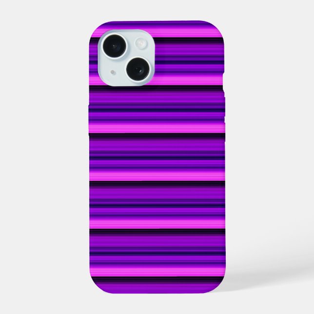 Cute hot black purple stripes iPhone 15 case (Back)