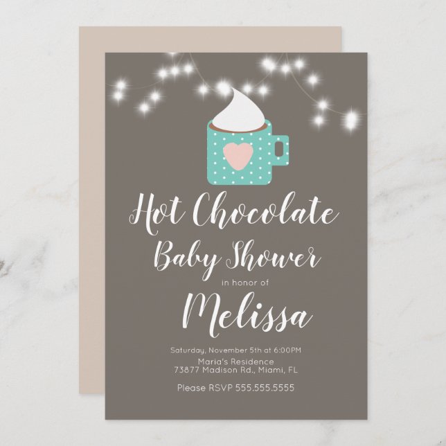 Cute Hot Chocolate Campfire Mug Baby Shower Invitation (Front/Back)