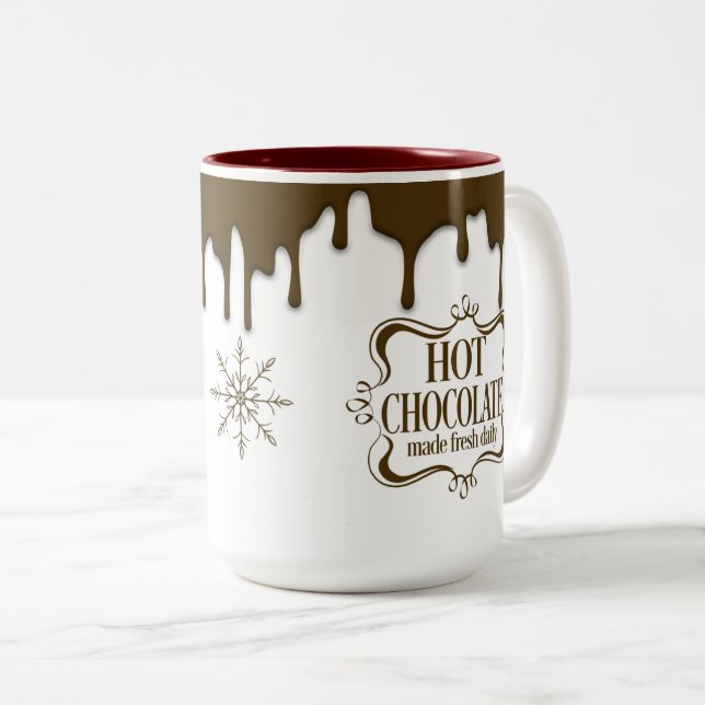 Cute Hot Chocolate Drip Two-Tone Coffee Mug (Front Right)