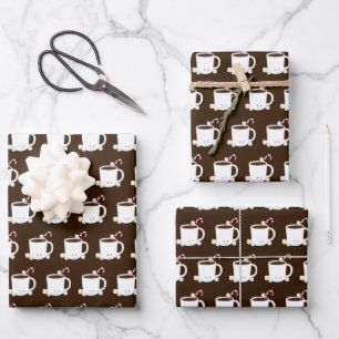 Cute Hot Chocolate Name Brown Christmas Wrapping Paper Sheet