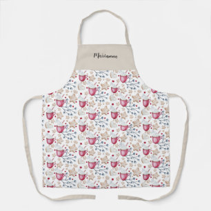 Cute Hot Cocoa And Cookies Watercolor Art Apron